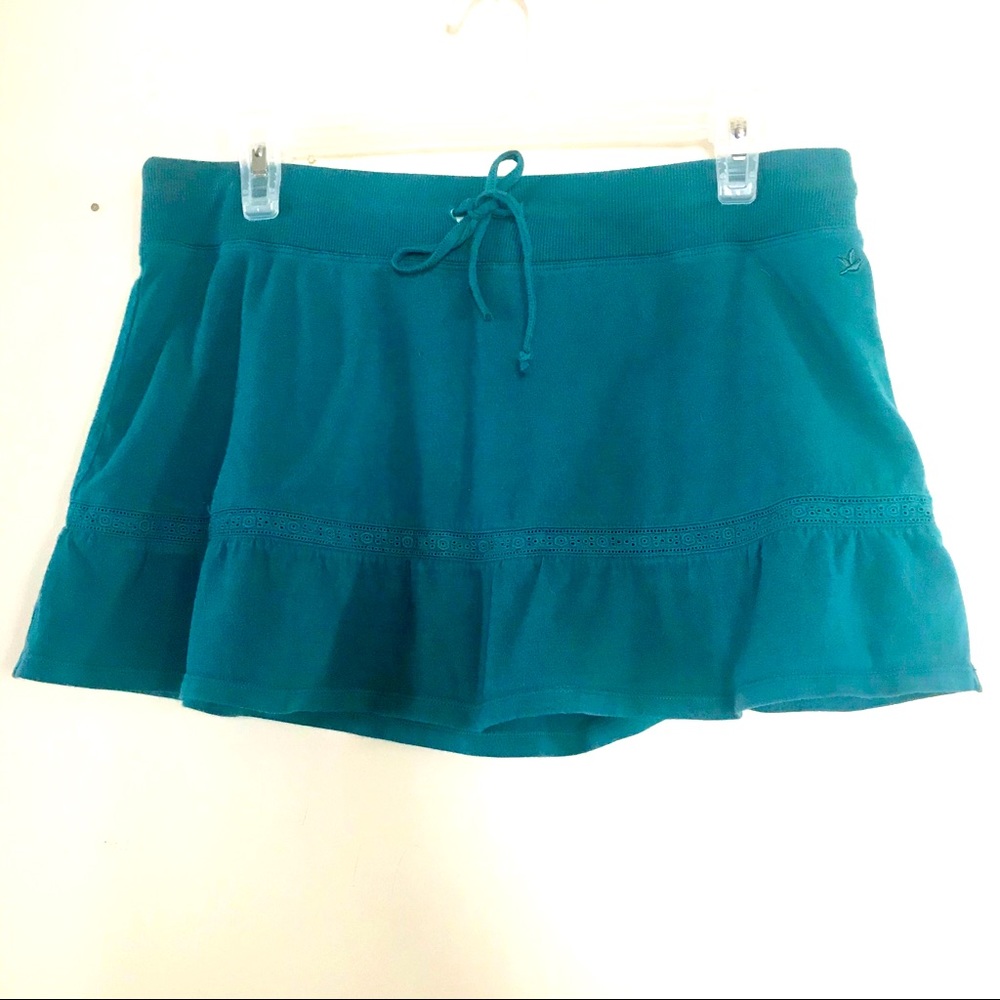 American Eagle Teal Green Cotton Mini Skirt